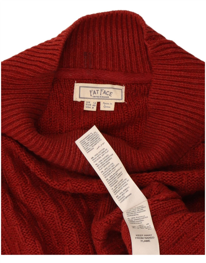 Maglione maglione collo alto da donna vestibilità ampia Fat Face UK 12 rosso medio