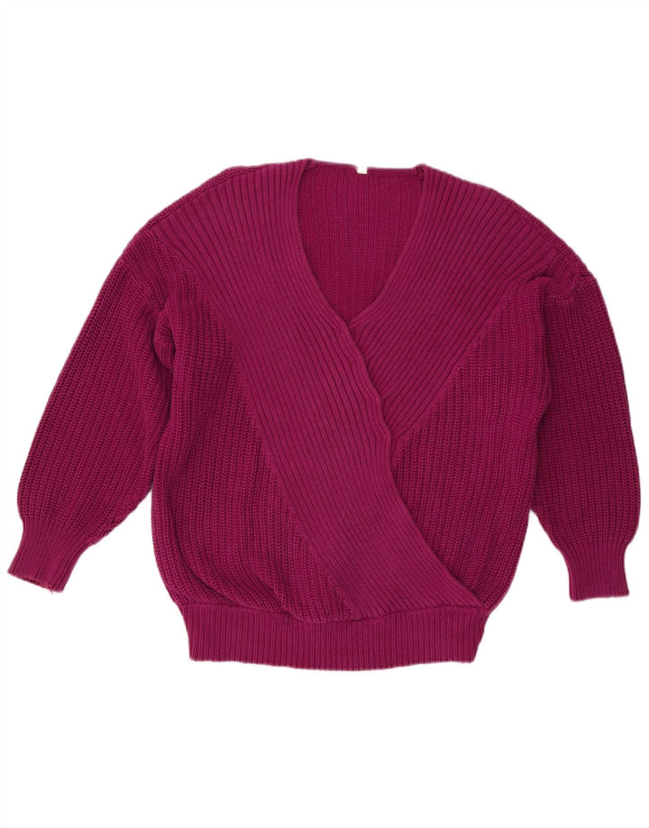 Maglione da donna oversize con scollo a V VINTAGE EU 40 cotone viola medio