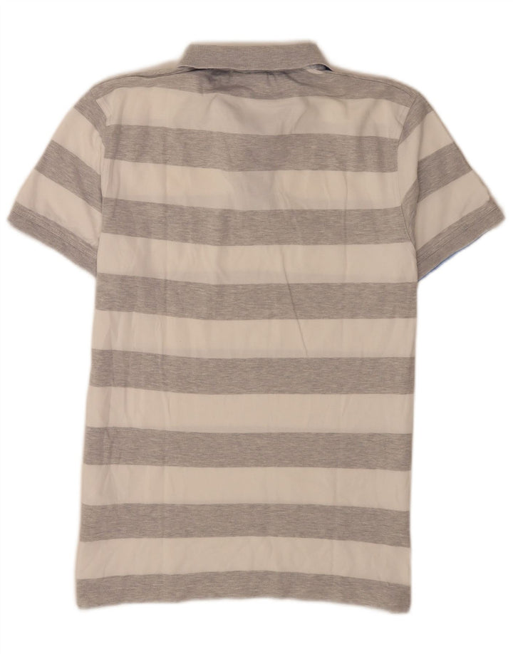 Polo da uomo Gant in cotone a righe grigio medio