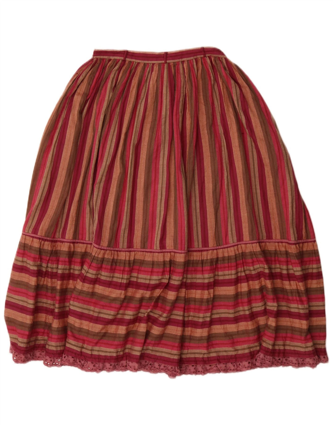 Gonna a pieghe a vita alta da donna VINTAGE grande W26 a righe multicolori