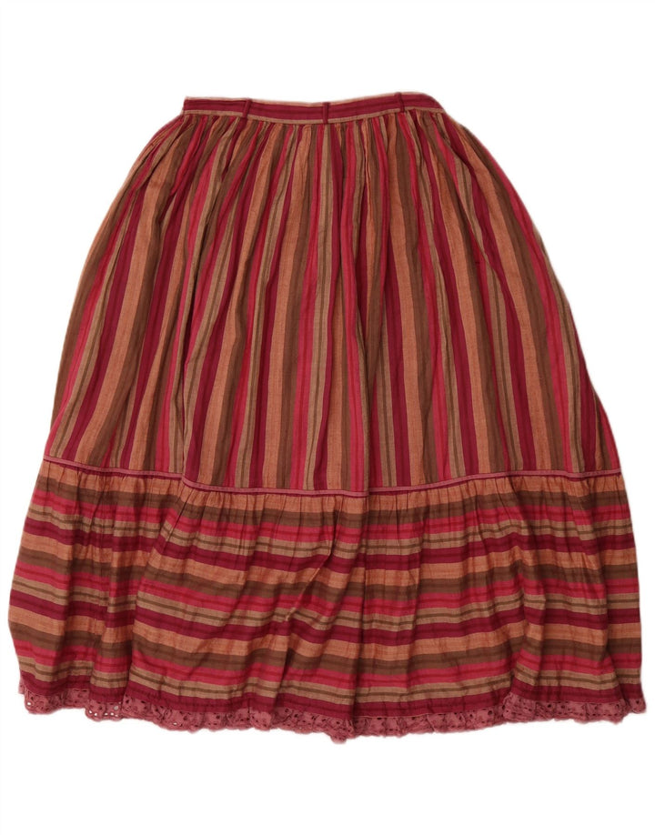 Gonna a pieghe a vita alta da donna VINTAGE grande W26 a righe multicolori