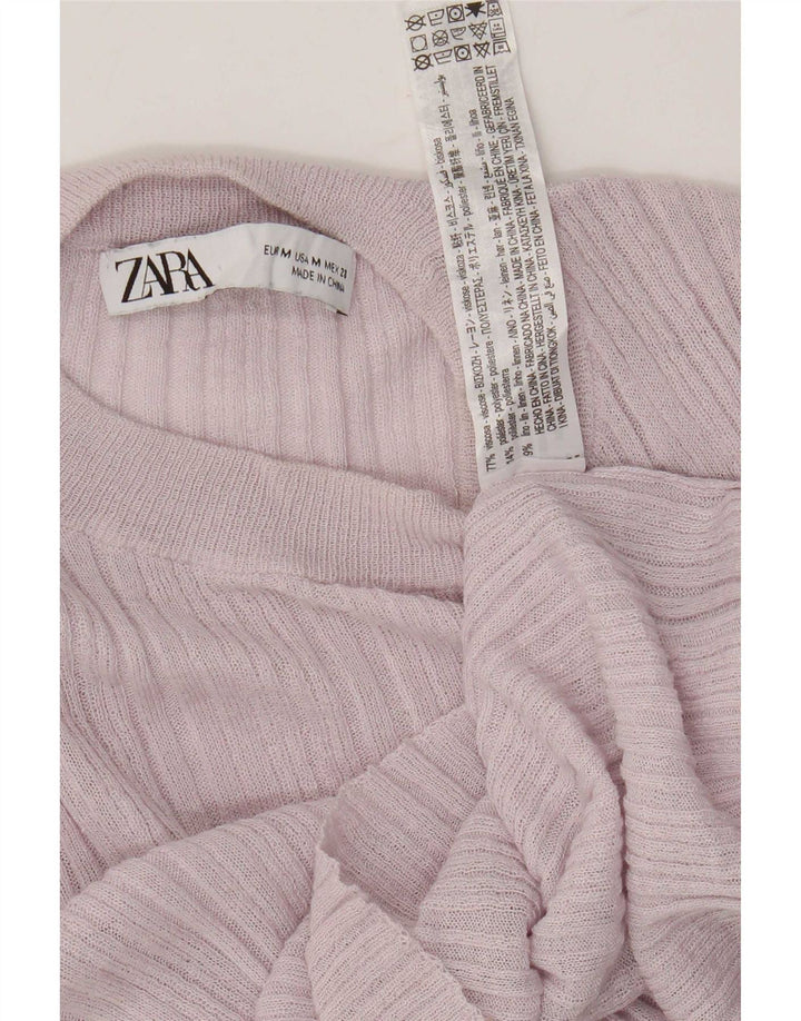 Top corto da donna Zara a maniche lunghe UK 12 Viscosa rosa medio