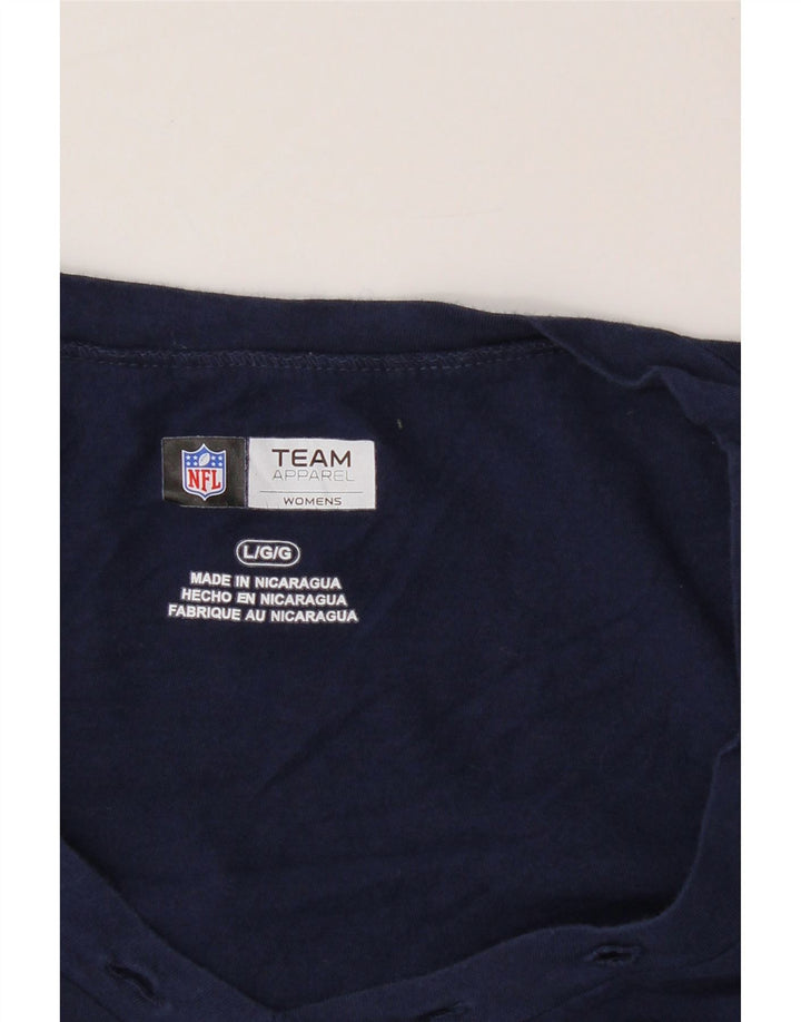 NFL Womens Graphic Top Long Sleeve UK 14 Large Navy Blue Vintage NFL and Second-Hand NFL from Messina Hembry 