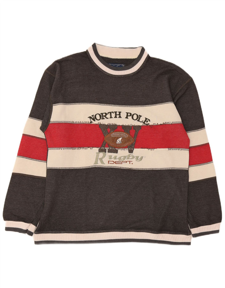 Felpa grafica da uomo North Pole Maglione grigio medio color block