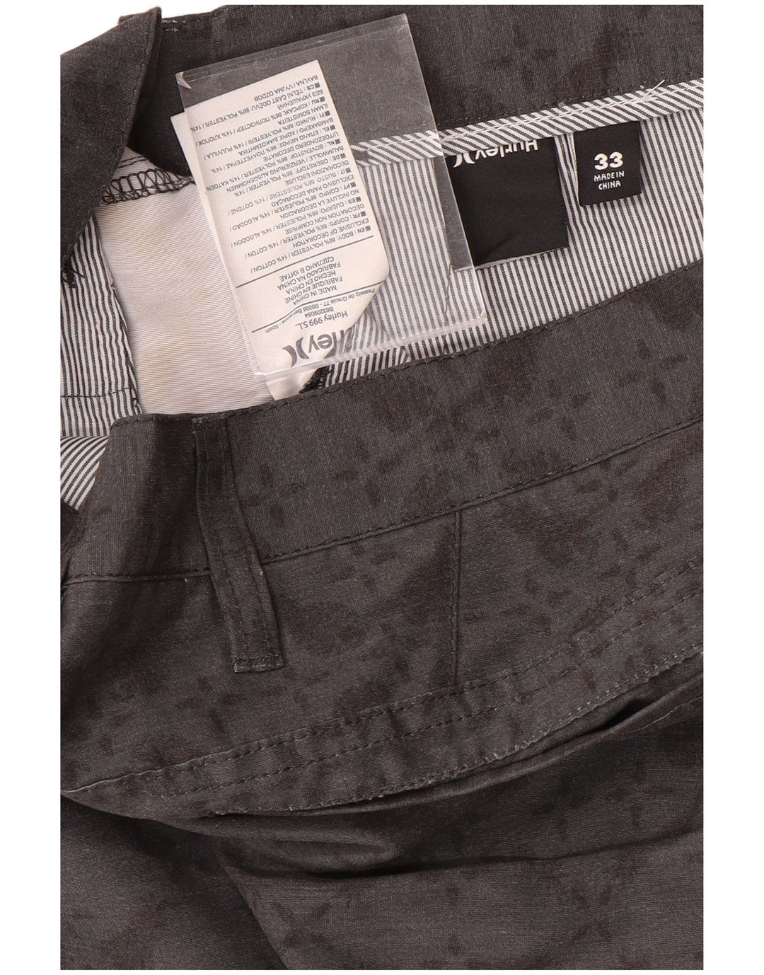 Pantaloncini chino da uomo Hurley W33 poliestere geometrico grigio medio