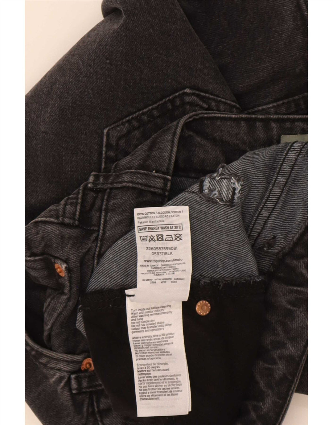 Mini gonna di jeans da donna Topshop W26 piccola in cotone nero