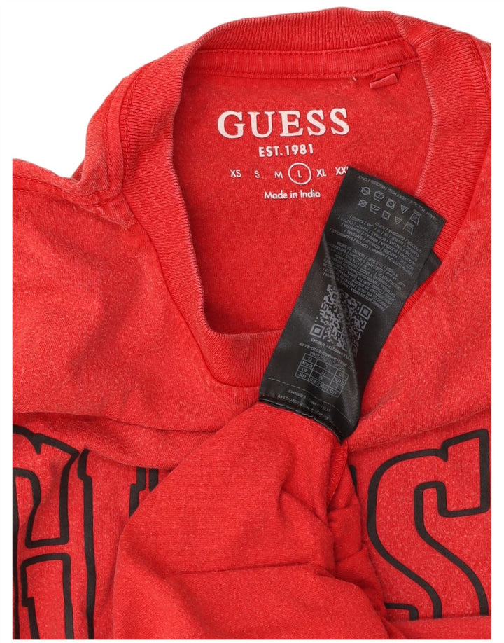 Guess T-shirt grafica da uomo grande in cotone rosso