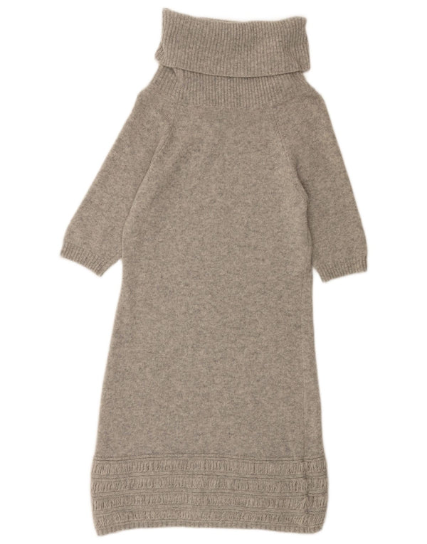 Abito maglione da donna Benetton con collo alto e maniche a 3/4 UK 10 Piccolo grigio chiazzato