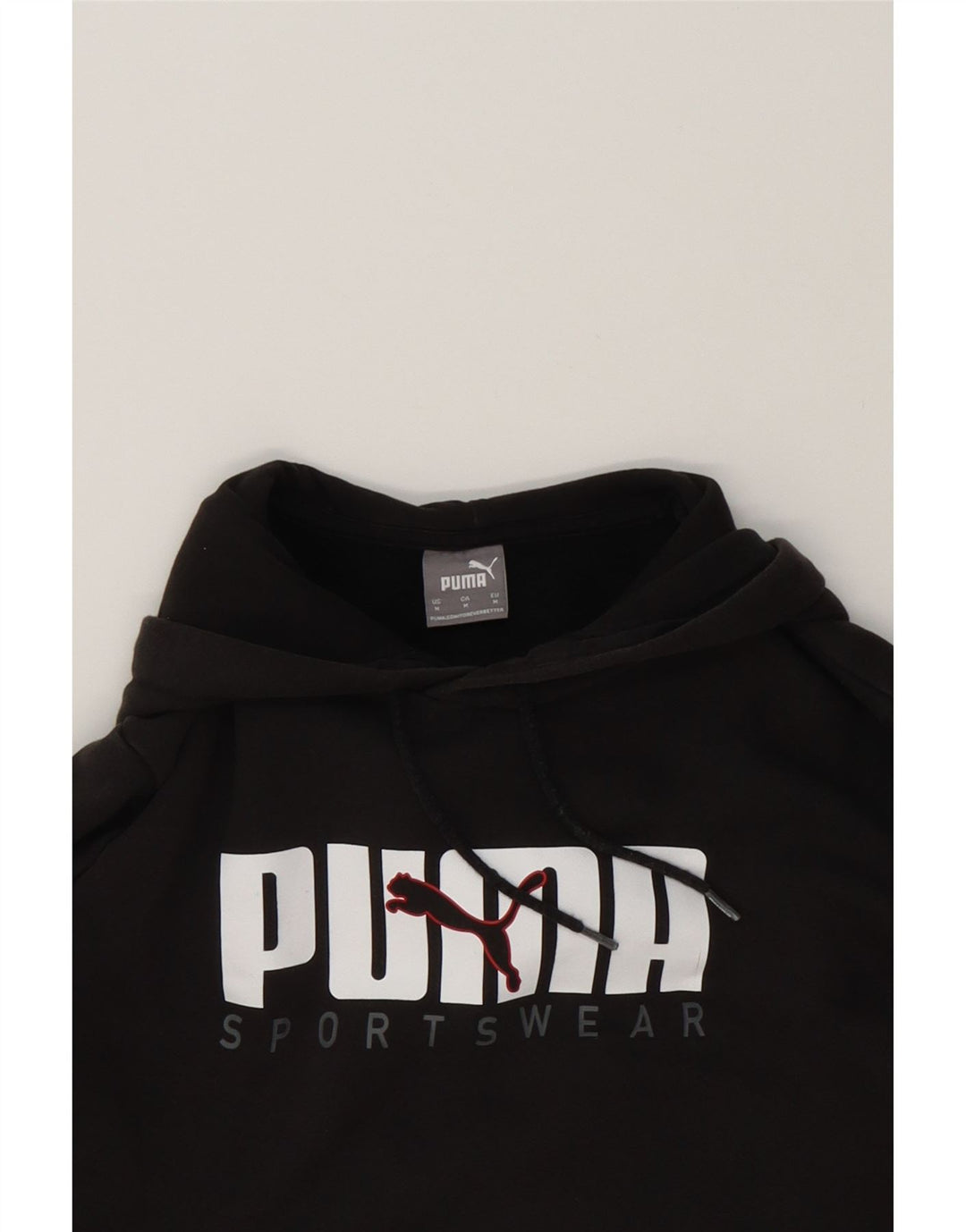 PUMA Mens Graphic Hoodie Jumper Small Black Cotton Vintage Puma and Second-Hand Puma from Messina Hembry 