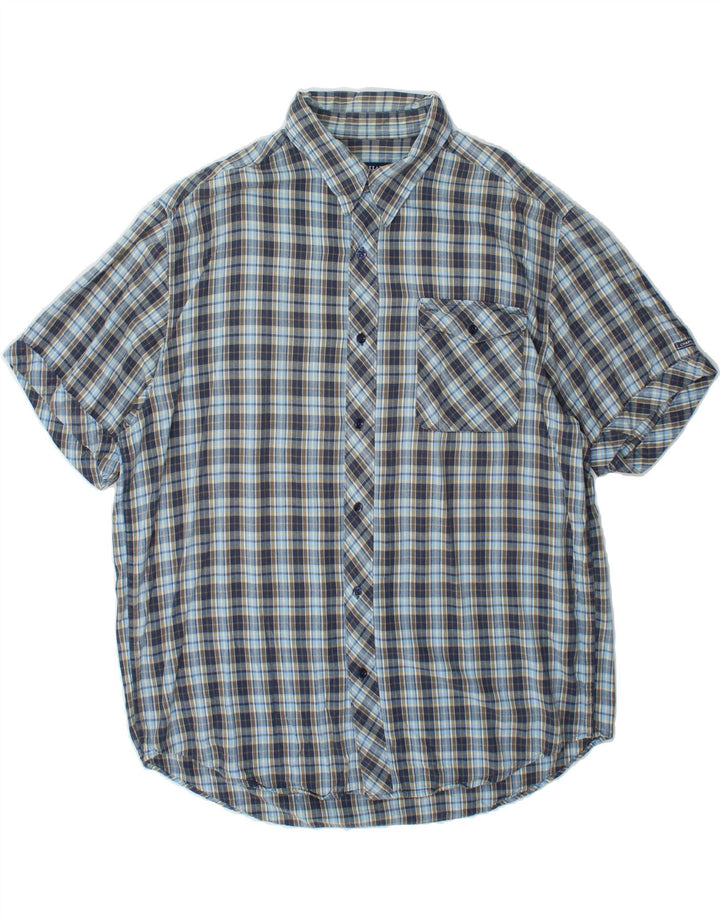 CHAPS Mens Short Sleeve Shirt XL Blue Check Cotton Vintage Chaps and Second-Hand Chaps from Messina Hembry 