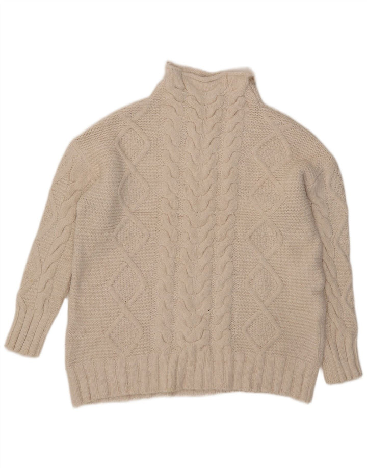 Maglione a collo alto oversize da donna Zara UK 14 Acrilico bianco medio