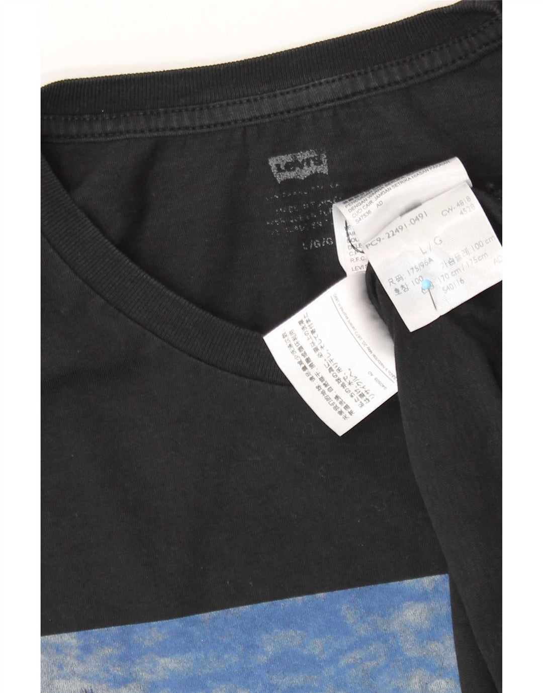 T-shirt grafica da uomo Levi's Top grande in cotone nero