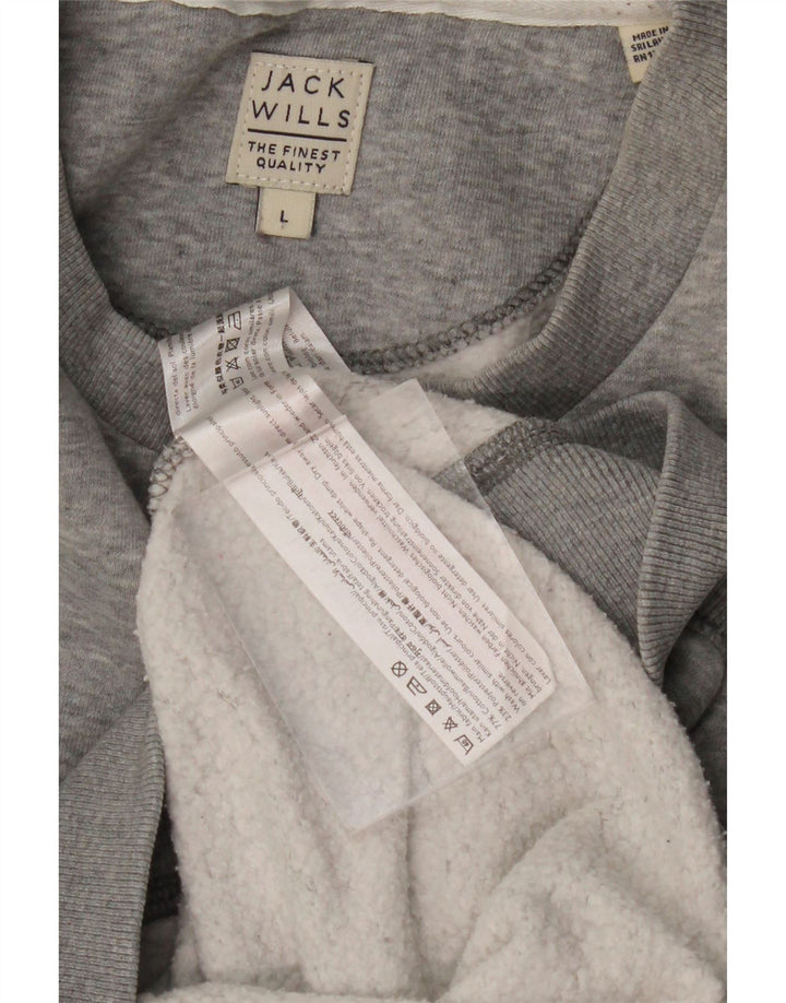 JACK WILLS Felpa grafica da uomo Maglione grande cotone grigio