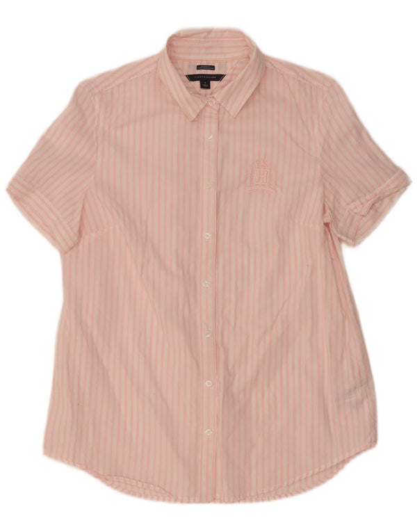 Camicia a maniche corte da donna Tommy Hilfiger UK 14 a righe rosa medio