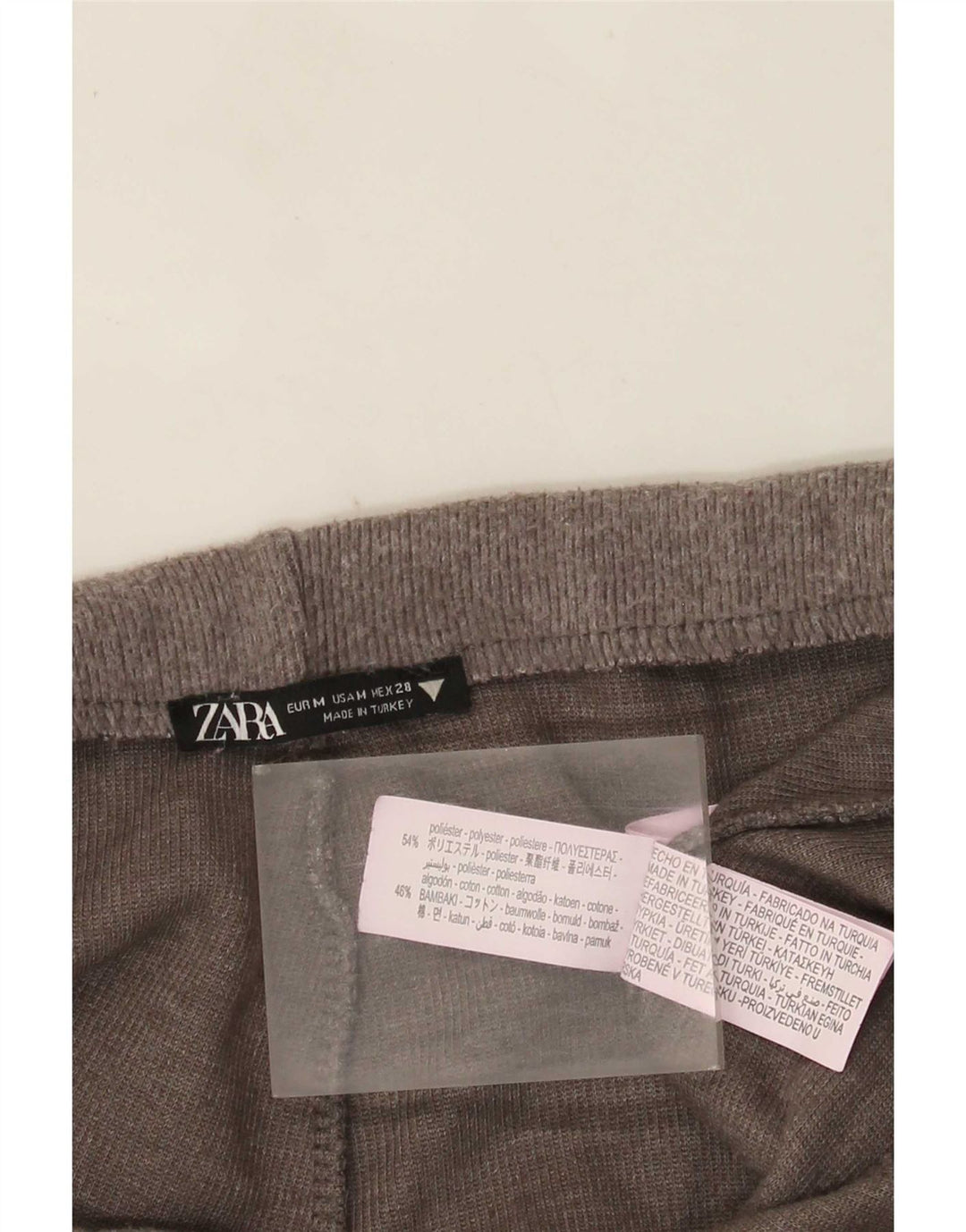 Pantaloni a gamba larga a vita alta da donna Zara UK 14 Poliestere grigio medio