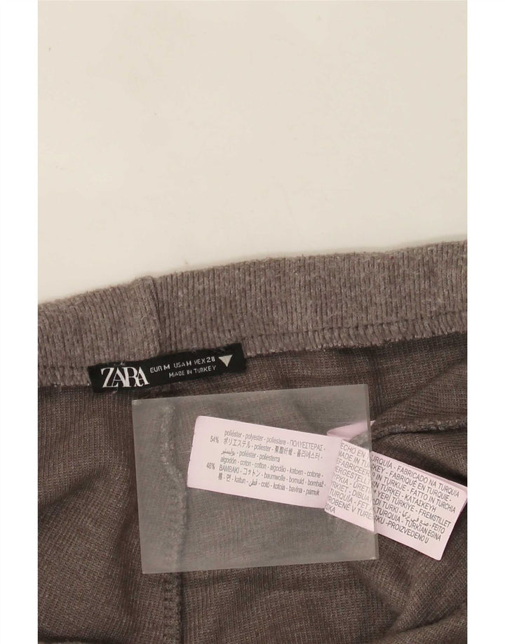 Pantaloni a gamba larga a vita alta da donna Zara UK 14 Poliestere grigio medio