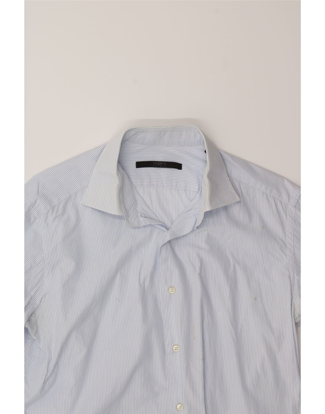 UNGARO Mens Shirt Size 41 16 Large Blue Pinstripe Cotton Vintage Ungaro and Second-Hand Ungaro from Messina Hembry 