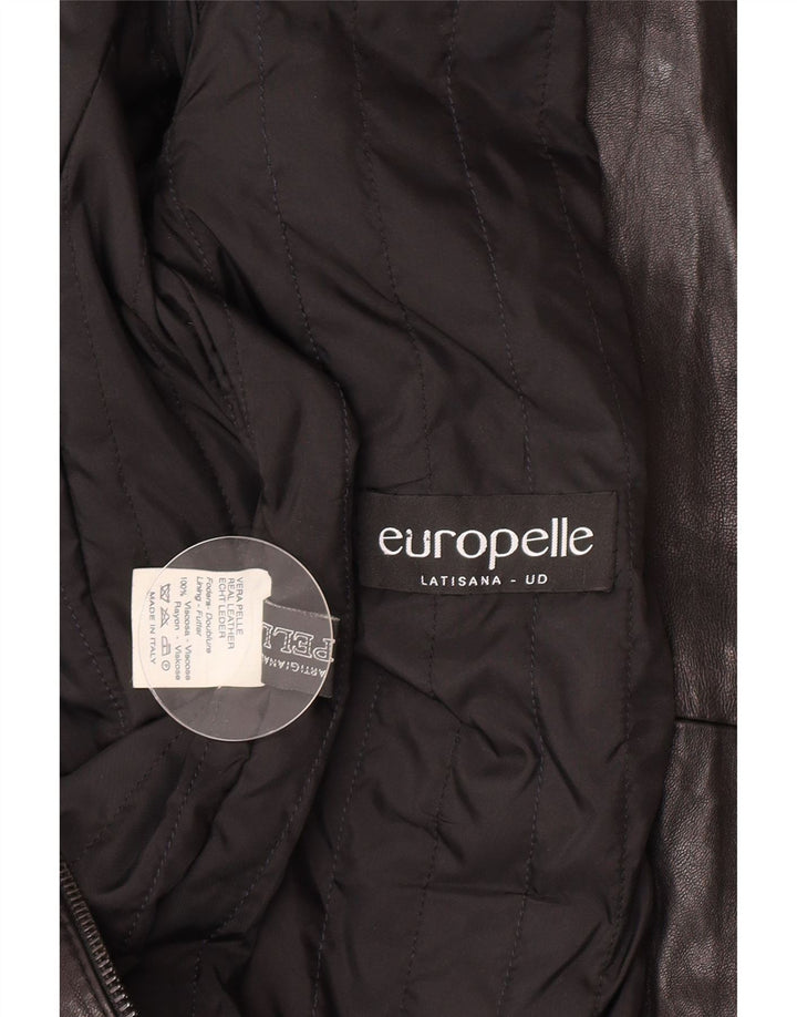 Giacca da motociclista in pelle da donna vintage IT 44 pelle nera media