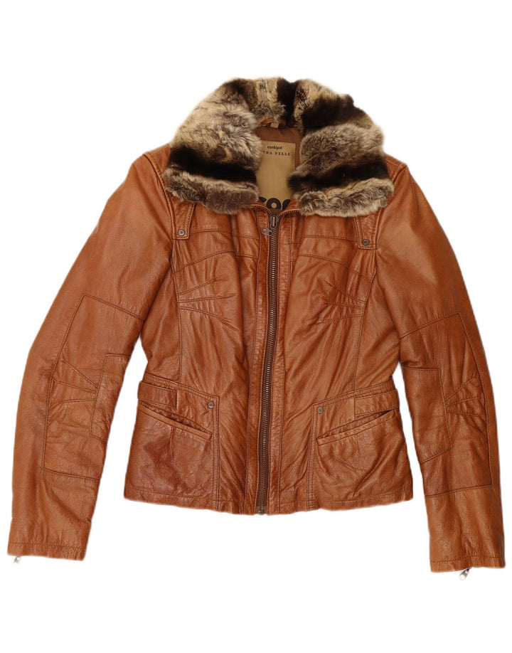 Giacca in Pelle Donna Vera Pelle IT 42 Marrone Medio