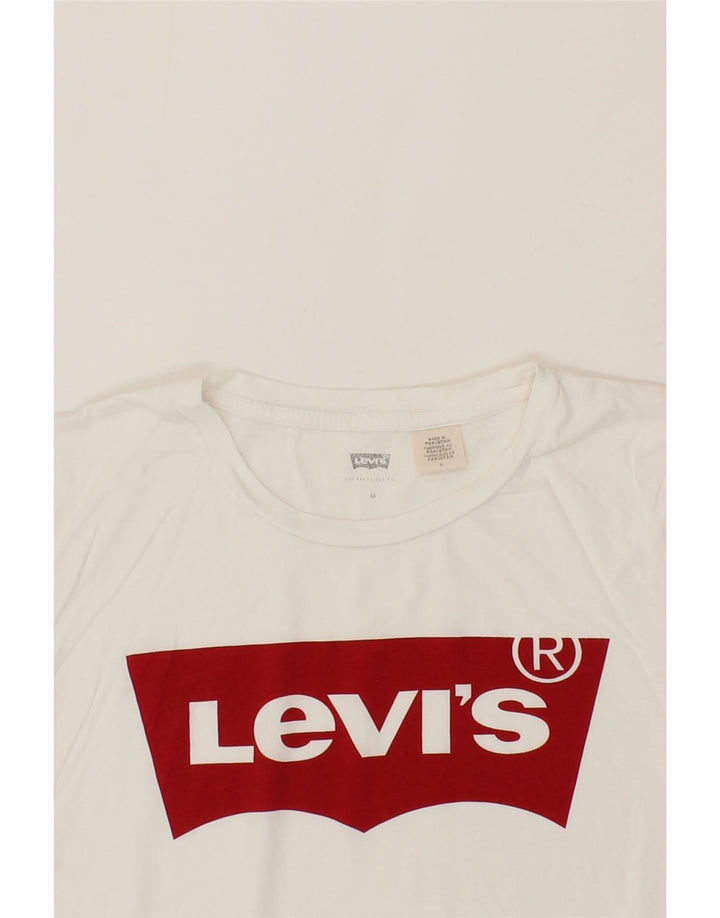 LEVI'S Womens Graphic T-Shirt Top UK 14 Medium White Vintage Levi's and Second-Hand Levi's from Messina Hembry 