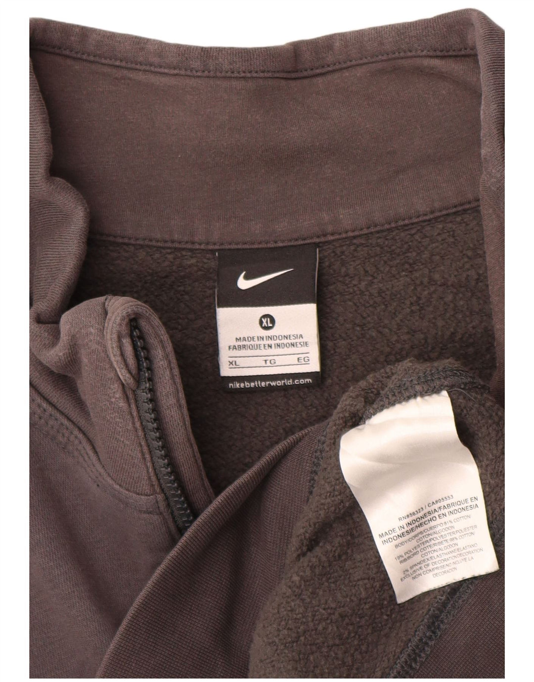 Felpa Nike Uomo con zip e collo maglione XL in cotone grigio