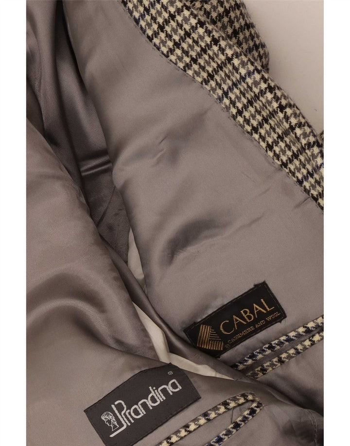 Prandina Giacca blazer a 2 bottoni da uomo UK 40 grande pied de poule grigio