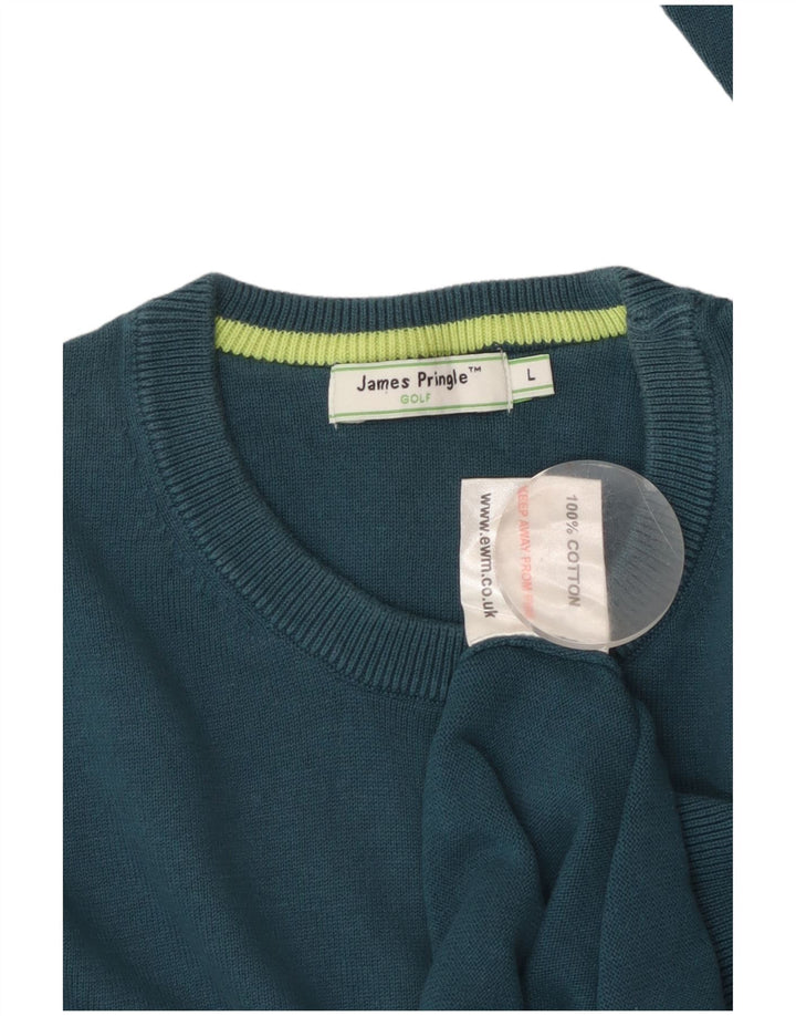 Maglione maglione girocollo da uomo James Pringle grande cotone blu