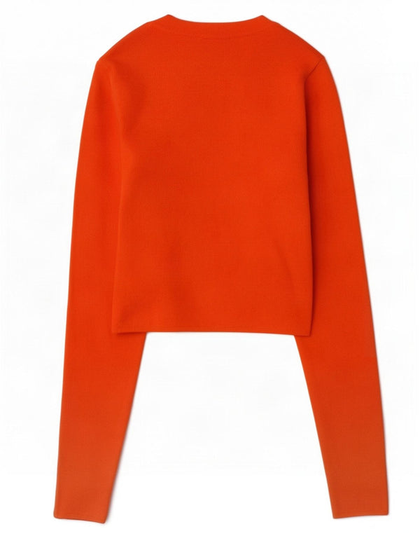 Maglione corto con scollo a barca da donna Zara UK 8 piccolo viscosa arancione