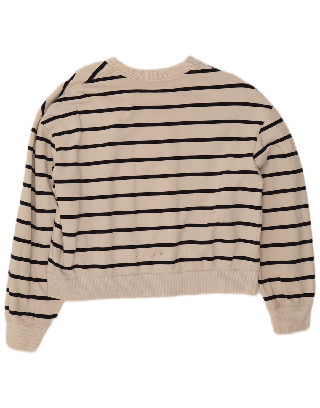 Felpa corta da donna ZARA, maglione UK 16, cotone a righe grandi bianche