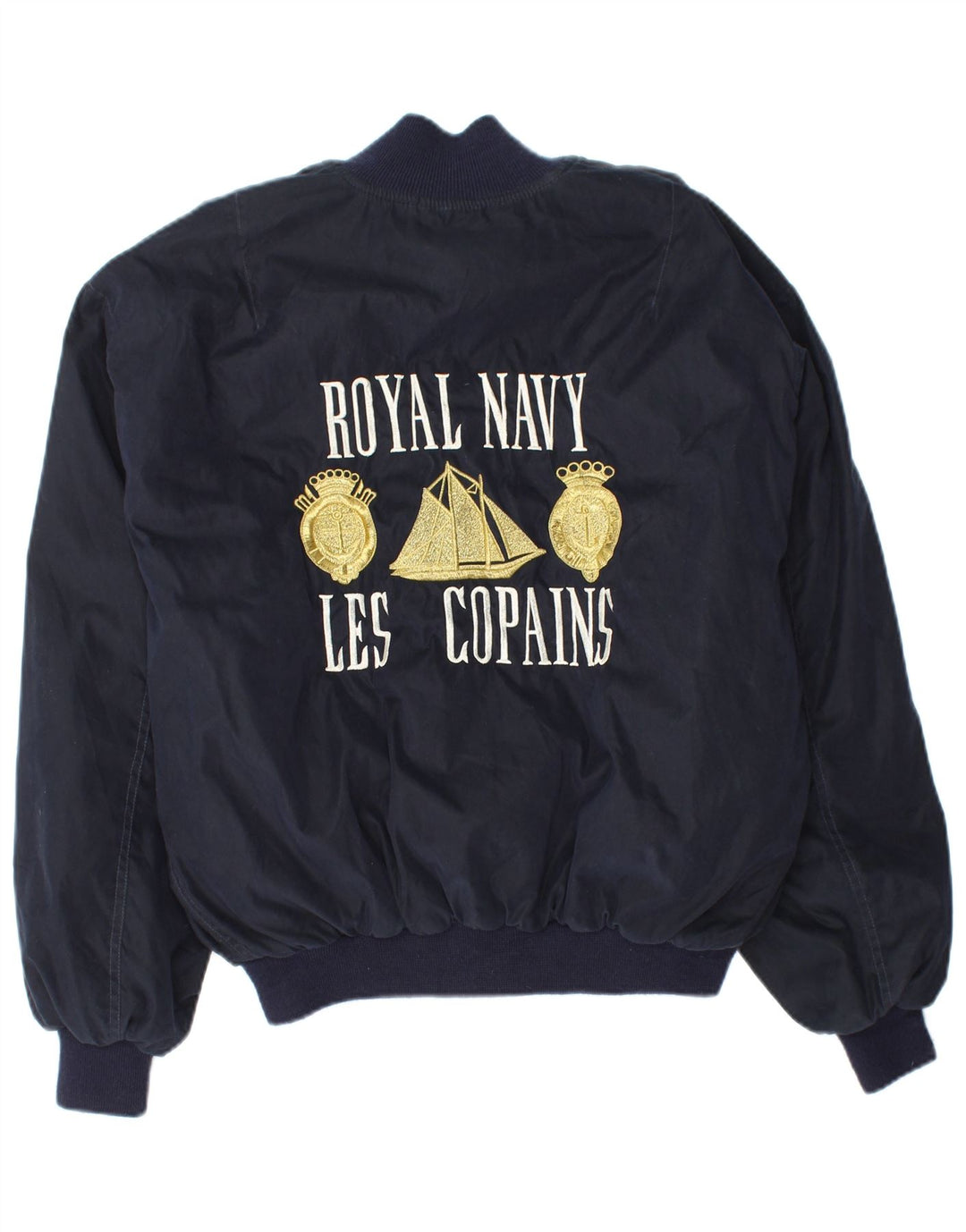 LES COPAINS Womens Graphic Bomber Jacket UK 18 XL Navy Blue Polyester