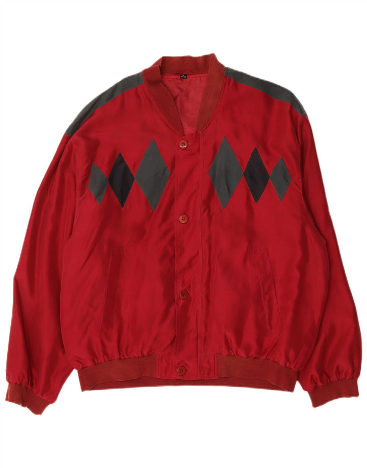 Giubbotto bomber da uomo vestibilità ampia C&A EU 48/50 rosso medio a rombi/seta diamante