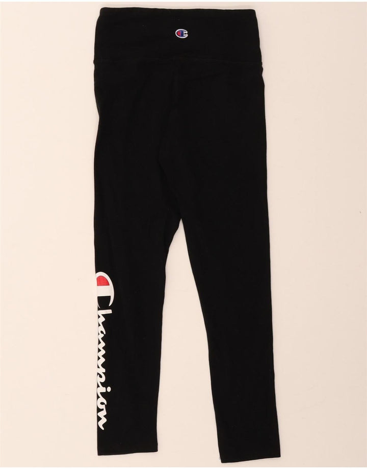 CHAMPION Womens Graphic Leggings UK 10 Small  Black Cotton Vintage Champion and Second-Hand Champion from Messina Hembry 