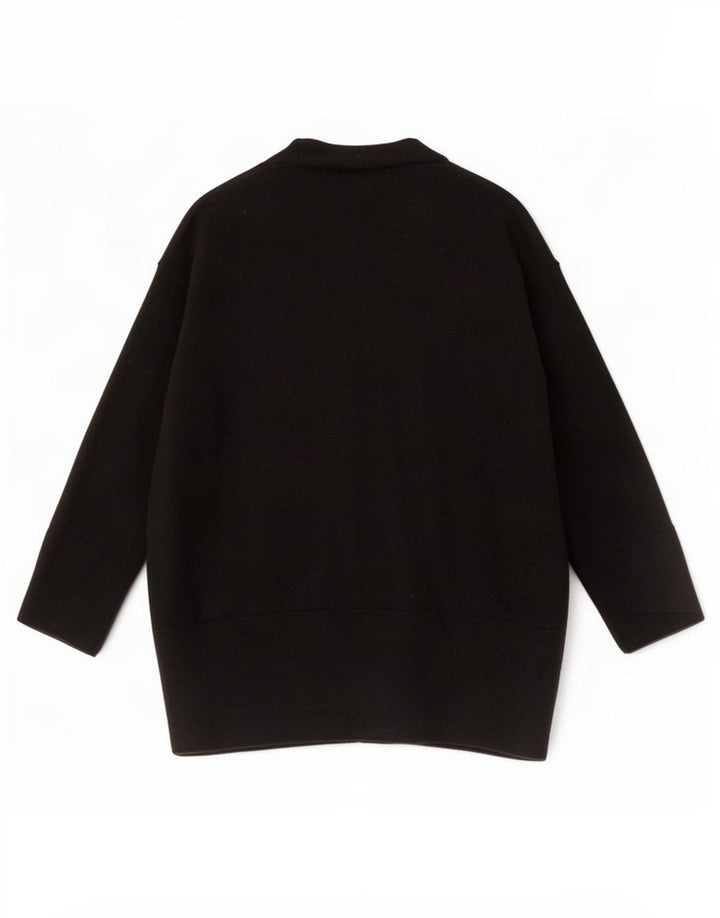 Massimo Dutti Maglione cardigan con maniche a 3/4 da donna UK 16 Grande lana nera