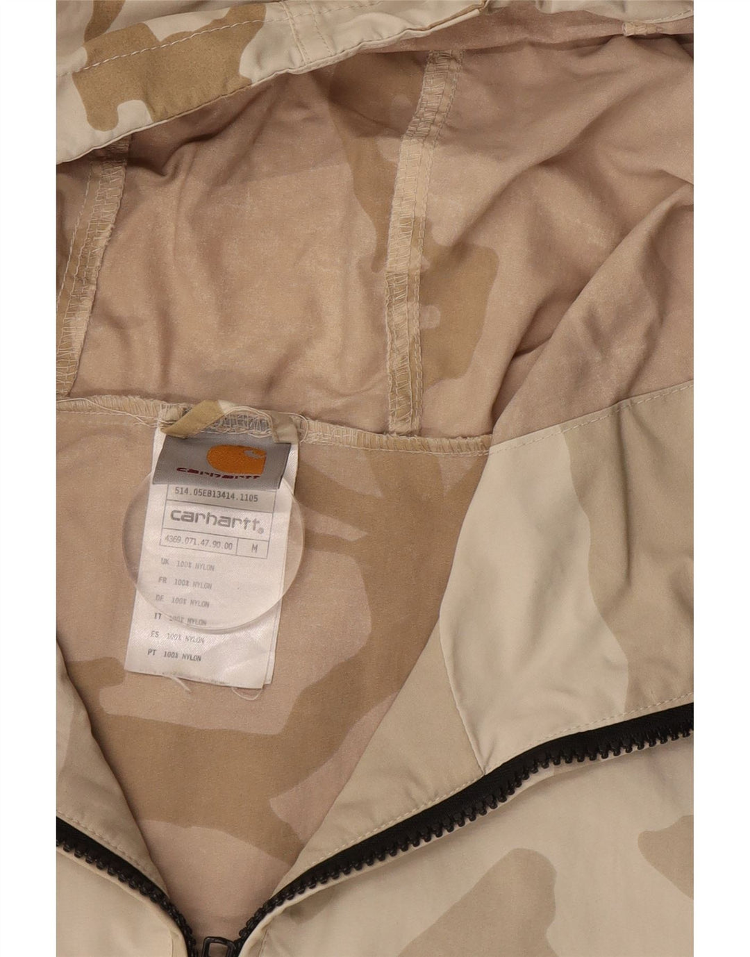 Giacca anorak con cappuccio da uomo CARHARTT UK 38 Nylon mimetico beige medio