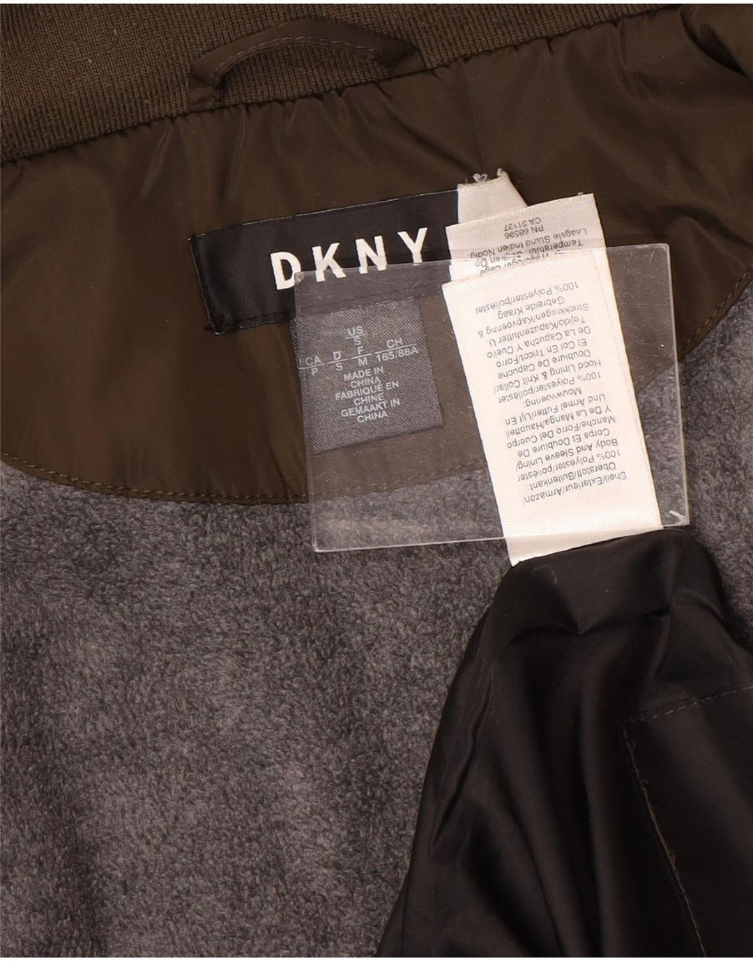 Giacca trapuntata con cappuccio da donna Dkny UK 10 piccola in poliestere marrone