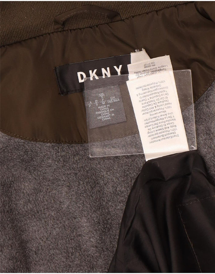Giacca trapuntata con cappuccio da donna Dkny UK 10 piccola in poliestere marrone