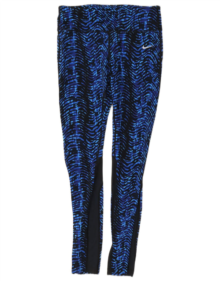 Leggings Nike Dri Fit modello astratto da donna UK 12 Chevron blu medio