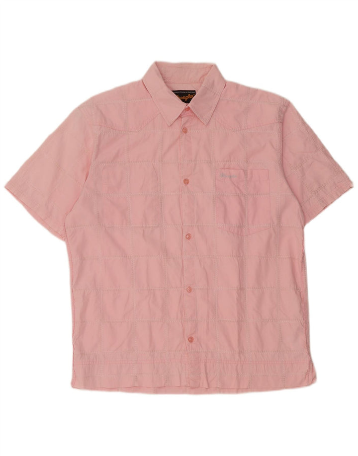 WRANGLER Mens Short Sleeve Shirt XL Pink Patchwork Cotton