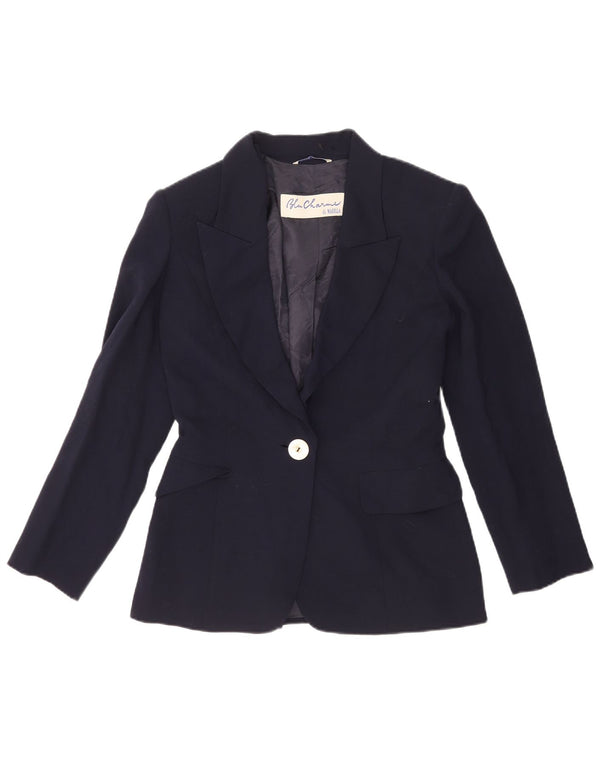 Giacca blazer da donna a 1 bottone Marella UK 10 piccola lana vergine blu navy