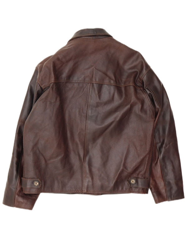 Giacca in pelle vintage da uomo UK 36 piccola in pelle marrone