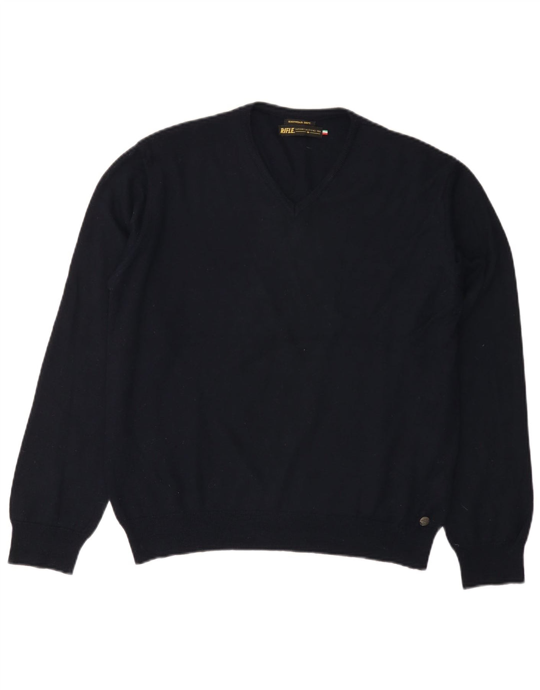 RIFLE Maglione da donna con scollo a V UK 18 XL Acrilico blu navy