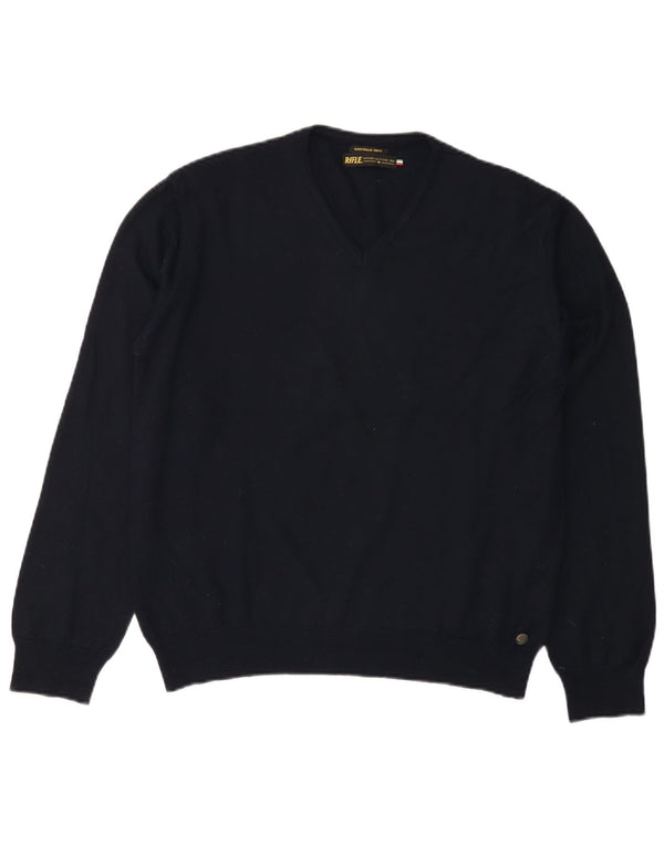 RIFLE Maglione da donna con scollo a V UK 18 XL Acrilico blu navy