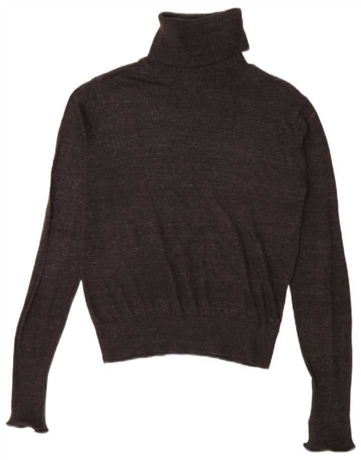 Maglione maglione collo alto da donna Zara UK 10 piccolo grigio