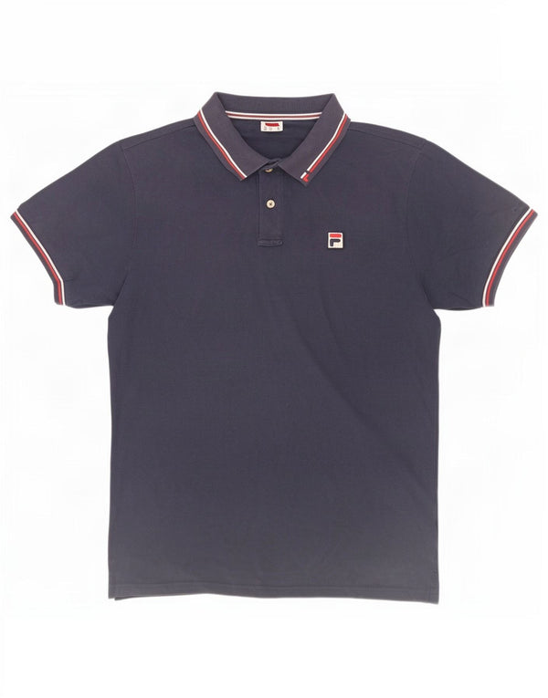 Fila Mens Tennis Polo Shirt IT 50 Medium Navy Blue Striped