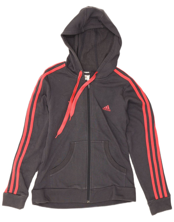 Maglione con cappuccio e zip da donna Adidas UK 12 Cotone grigio medio