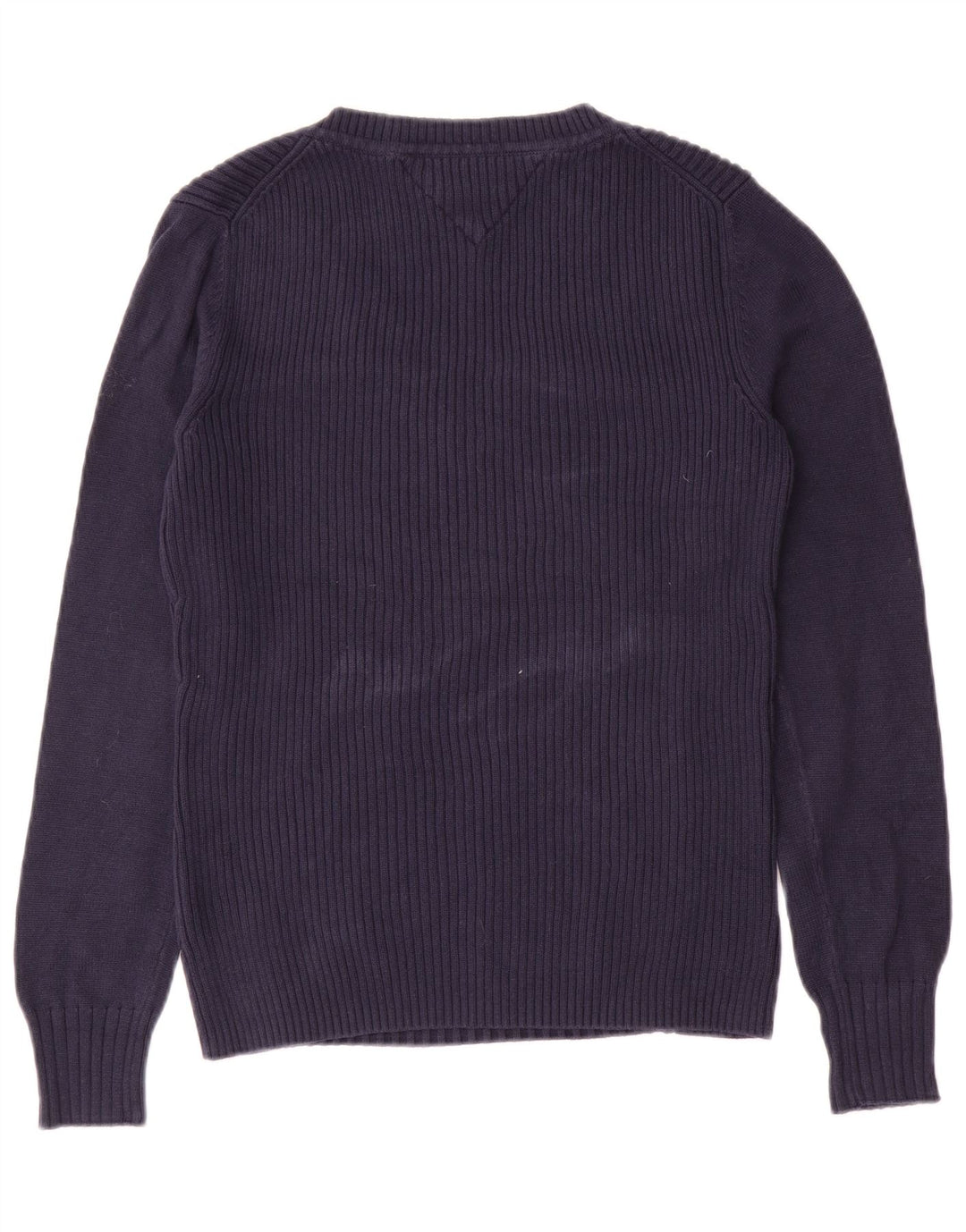 Maglione maglione con scollo a V da donna Tommy Hilfiger UK 12 Cotone medio blu navy