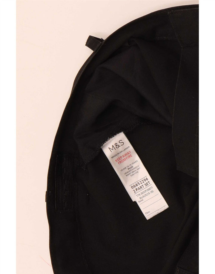 Pantaloni da abito slim Marks & Spencer da ragazzo 15-16 anni W34 L29 Poliestere nero