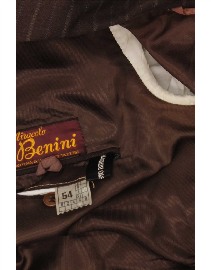 Giacca blazer doppiopetto vintage da uomo IT 54 2XL a righe marroni