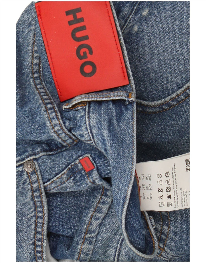 Jeans dritti da uomo HUGO BOSS W34 L27 in cotone blu