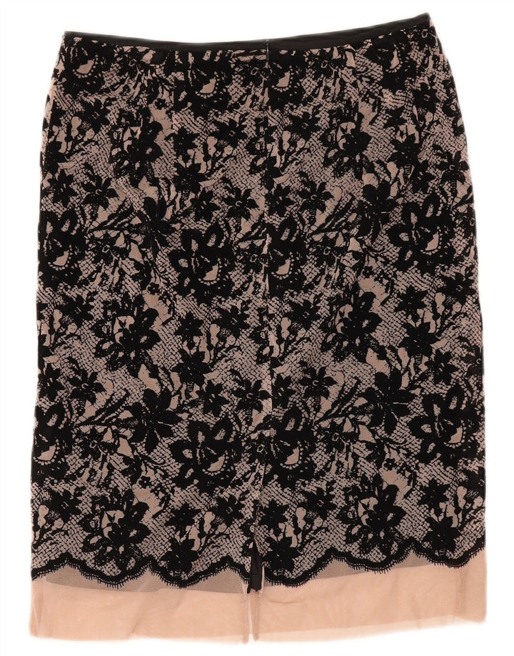 Gonna midi da donna Zara XS W30 poliestere floreale nero